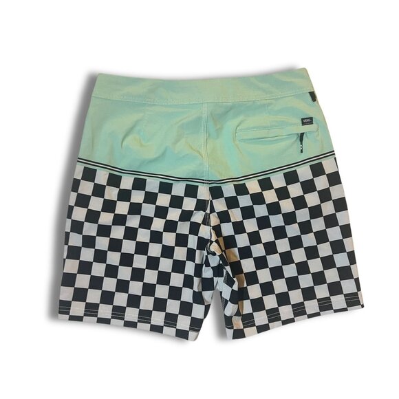 Vans Newland Checkered Boardshorts Size 30 Black & White With Mint Green - Picture 3 of 5